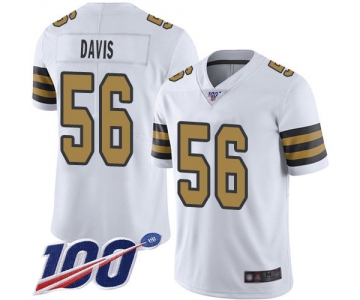 Nike Saints #56 DeMario Davis White Men's Stitched NFL Limited Rush 100th Season Jersey