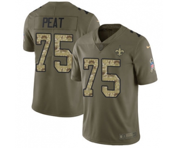 Nike Saints #75 Andrus Peat Olive Camo Men's Stitched NFL Limited 2017 Salute To Service Jersey