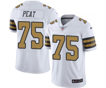 Nike Saints #75 Andrus Peat White Men's Stitched NFL Limited Rush Jersey