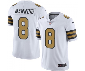 Nike Saints #8 Archie Manning White Men's Stitched NFL Limited Rush Jersey