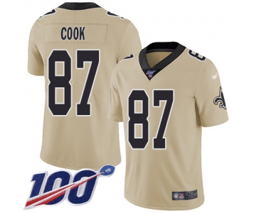 Nike Saints #87 Jared Cook Gold Men's Stitched NFL Limited Inverted Legend 100th Season Jersey