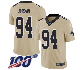 Nike Saints #94 Cameron Jordan Gold Men's Stitched NFL Limited Inverted Legend 100th Season Jersey