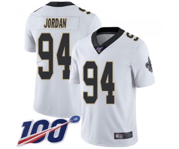 Nike Saints #94 Cameron Jordan White Men's Stitched NFL 100th Season Vapor Limited Jersey