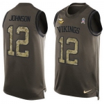 Men's Minnesota Vikings #12 Charles Johnson Green Salute to Service Hot Pressing Player Name & Number Nike NFL Tank Top Jersey