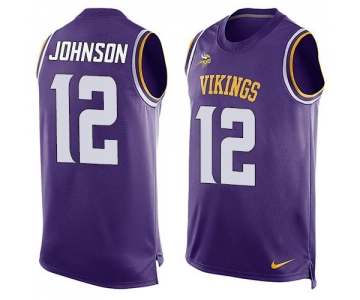 Men's Minnesota Vikings #12 Charles Johnson Purple Hot Pressing Player Name & Number Nike NFL Tank Top Jersey