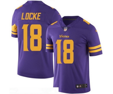 Men's Minnesota Vikings #18 Jeff Locke Purple 2016 Color Rush Stitched NFL Nike Limited Jersey