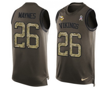 Men's Minnesota Vikings #26 Trae Waynes Green Salute to Service Hot Pressing Player Name & Number Nike NFL Tank Top Jersey