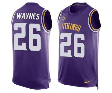 Men's Minnesota Vikings #26 Trae Waynes Purple Hot Pressing Player Name & Number Nike NFL Tank Top Jersey