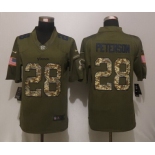 Men's Minnesota Vikings #28 Adrian Peterson Green Salute To Service 2015 NFL Nike Limited Jersey