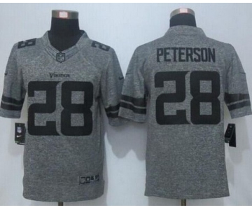 Men's Minnesota Vikings #28 Adrian Peterson Nike Gray Gridiron 2015 NFL Gray Limited Jersey