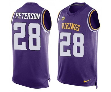 Men's Minnesota Vikings #28 Adrian Peterson Purple Hot Pressing Player Name & Number Nike NFL Tank Top Jersey