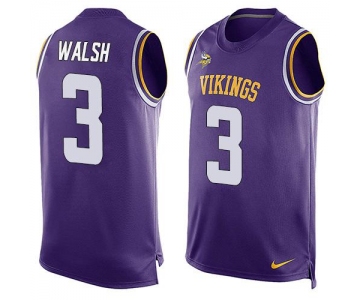 Men's Minnesota Vikings #3 Blair Walsh Purple Hot Pressing Player Name & Number Nike NFL Tank Top Jersey