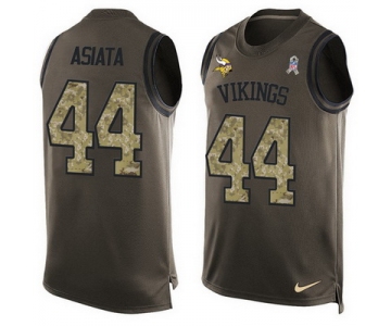 Men's Minnesota Vikings #44 Matt Asiata Green Salute to Service Hot Pressing Player Name & Number Nike NFL Tank Top Jersey