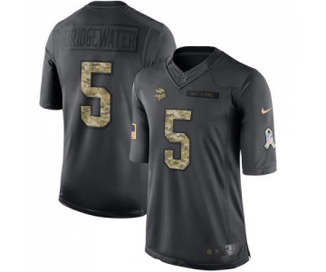 Men's Minnesota Vikings #5 Teddy Bridgewater Black Anthracite 2016 Salute To Service Stitched NFL Nike Limited Jersey