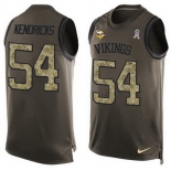 Men's Minnesota Vikings #54 Eric Kendricks Green Salute to Service Hot Pressing Player Name & Number Nike NFL Tank Top Jersey