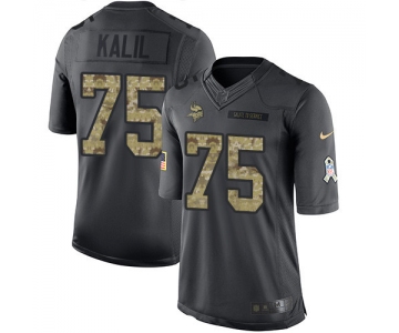 Men's Minnesota Vikings #75 Matt Kalil Black Anthracite 2016 Salute To Service Stitched NFL Nike Limited Jersey
