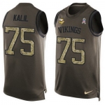 Men's Minnesota Vikings #75 Matt Kalil Green Salute to Service Hot Pressing Player Name & Number Nike NFL Tank Top Jersey