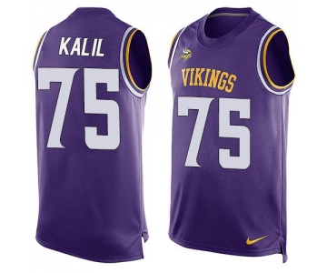 Men's Minnesota Vikings #75 Matt Kalil Purple Hot Pressing Player Name & Number Nike NFL Tank Top Jersey