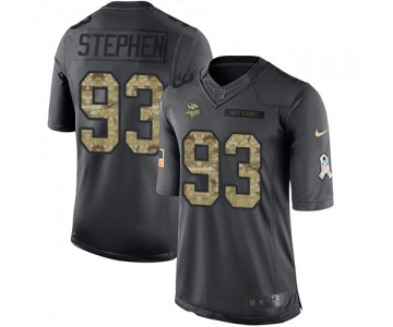 Men's Minnesota Vikings #93 Shamar Stephen Black Anthracite 2016 Salute To Service Stitched NFL Nike Limited Jersey