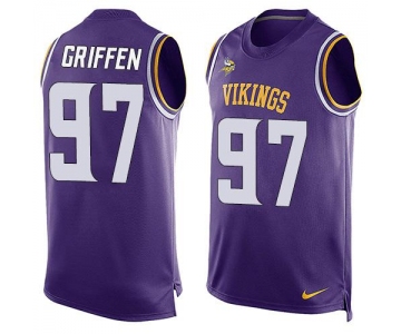 Men's Minnesota Vikings #97 Everson Griffen Purple Hot Pressing Player Name & Number Nike NFL Tank Top Jersey