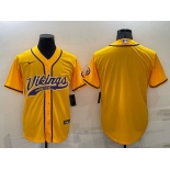 Men's Minnesota Vikings Blank Gold Stitched MLB Cool Base Nike Baseball Jersey