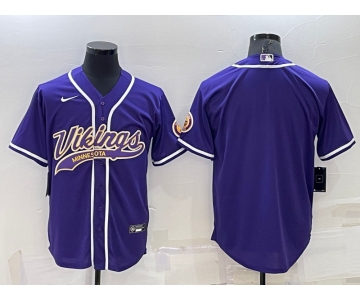 Men's Minnesota Vikings Blank Purple Stitched MLB Cool Base Nike Baseball Jersey