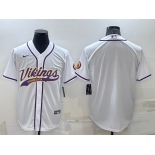 Men's Minnesota Vikings Blank White Stitched MLB Cool Base Nike Baseball Jersey