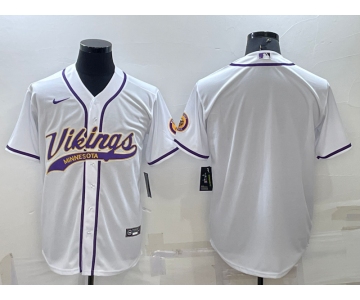 Men's Minnesota Vikings Blank White Stitched MLB Cool Base Nike Baseball Jersey