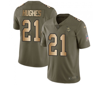 Nike Minnesota Vikings #21 Mike Hughes Olive Gold Men's Stitched NFL Limited 2017 Salute To Service Jersey