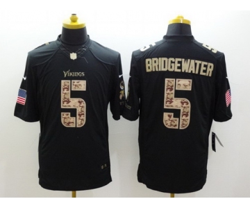 Nike Minnesota Vikings #5 Teddy Bridgewater Salute to Service Black Limited Jersey