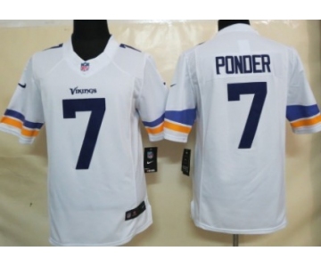 Nike Minnesota Vikings #7 Christian Ponder 2013 White Limited Jersey