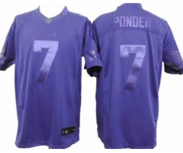 Nike Minnesota Vikings #7 Christian Ponder Drenched Limited Purple Jersey