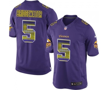 Nike Vikings #5 Teddy Bridgewater Purple Team Color Men's Stitched NFL Limited Strobe Jersey