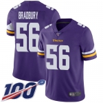 Nike Vikings #56 Garrett Bradbury Purple Team Color Men's Stitched NFL 100th Season Vapor Limited Jersey