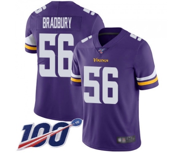 Nike Vikings #56 Garrett Bradbury Purple Team Color Men's Stitched NFL 100th Season Vapor Limited Jersey