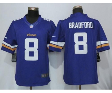 Nike Vikings #8 Sam Bradford Purple Team Color Men's Stitched NFL Limited Jersey