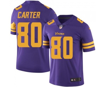 Nike Vikings #80 Cris Carter Purple Men's Stitched NFL Limited Rush Jersey