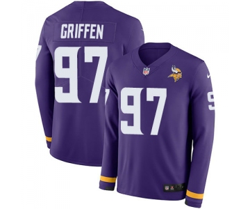 Nike Vikings 97 Everson Griffen Purple Team Color Men's Stitched NFL Limited Therma Long Sleeve Jersey