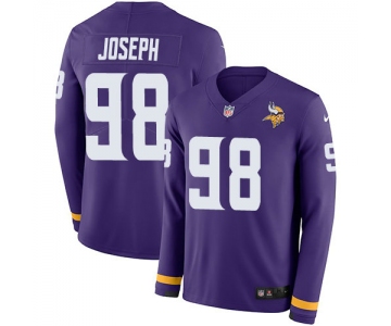 Nike Vikings 98 Linval Joseph Purple Team Color Men's Stitched NFL Limited Therma Long Sleeve Jersey