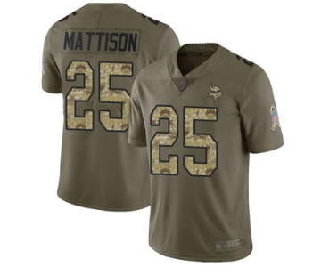 Vikings #25 Alexander Mattison Olive Camo Men's Stitched Football Limited 2017 Salute To Service Jersey