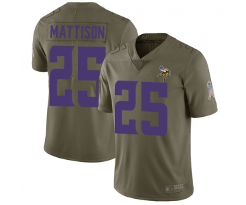 Vikings #25 Alexander Mattison Olive Men's Stitched Football Limited 2017 Salute to Service Jersey
