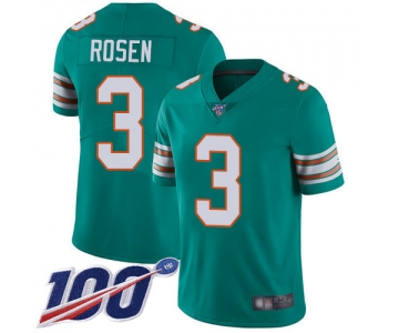 Dolphins #3 Josh Rosen Aqua Green Alternate Men's Stitched Football 100th Season Vapor Limited Jersey