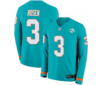 Dolphins #3 Josh Rosen Aqua Green Team Color Men's Stitched Football Limited Therma Long Sleeve Jersey