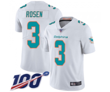 Dolphins #3 Josh Rosen White Men's Stitched Football 100th Season Vapor Limited Jersey