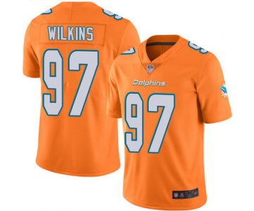 Dolphins #97 Christian Wilkins Orange Men's Stitched Football Limited Rush Jersey