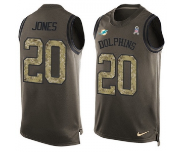 Men's Miami Dolphins #20 Reshad Jones Green Salute to Service Hot Pressing Player Name & Number Nike NFL Tank Top Jersey