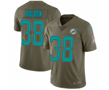 Men's Miami Dolphins #38 Brandon Bolden Nike Limited 2017 Salute to Service Green Jersey