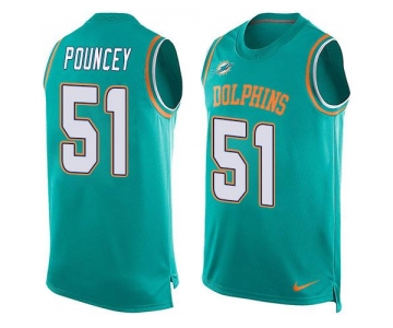 Men's Miami Dolphins #51 Mike Pouncey Aqua Green Hot Pressing Player Name & Number Nike NFL Tank Top Jersey