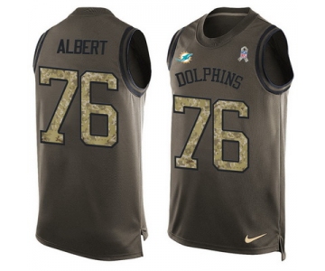 Men's Miami Dolphins #76 Branden Albert Green Salute to Service Hot Pressing Player Name & Number Nike NFL Tank Top Jersey