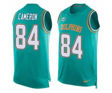 Men's Miami Dolphins #84 Jordan Cameron Aqua Green Hot Pressing Player Name & Number Nike NFL Tank Top Jersey